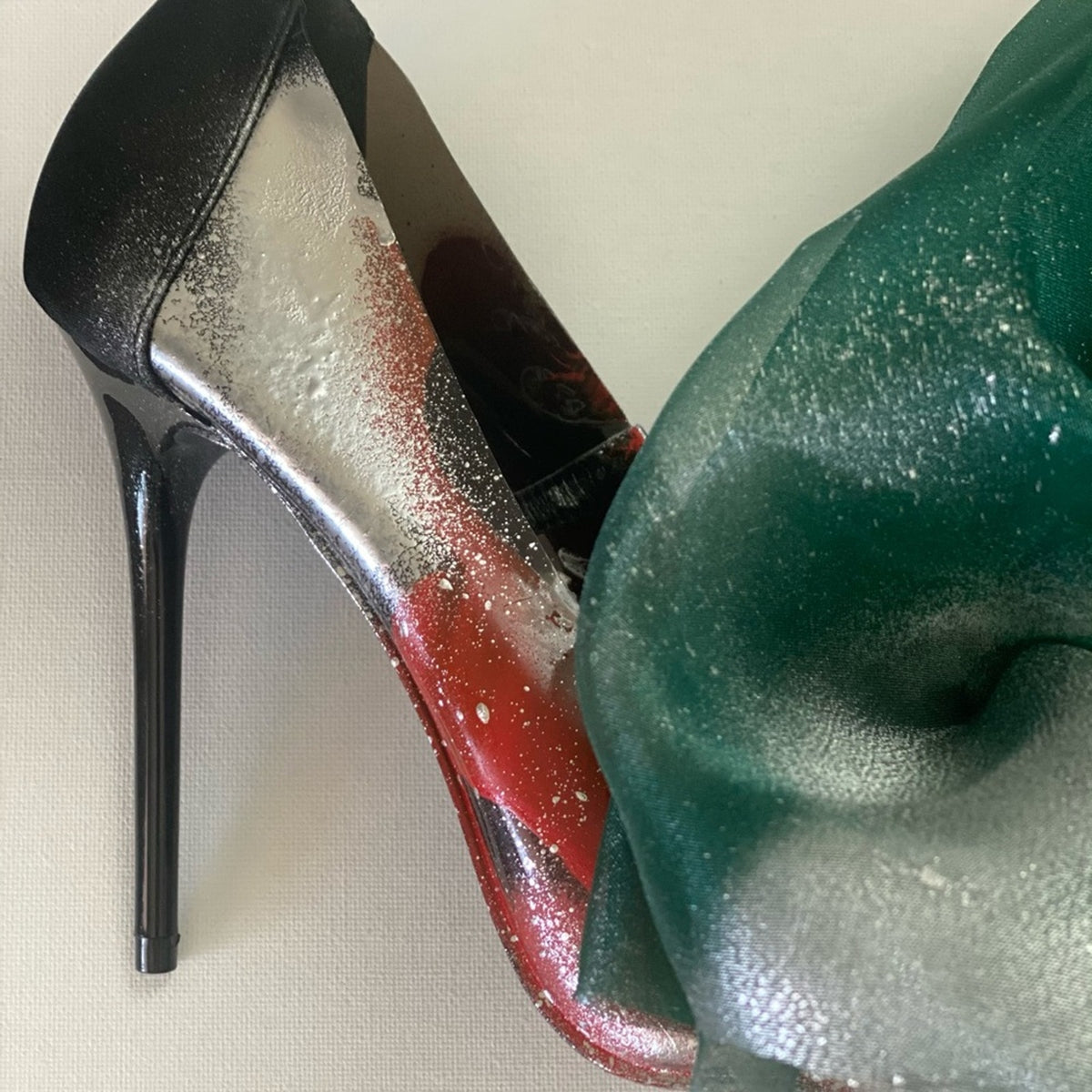 Green Organza Heel Custom Made