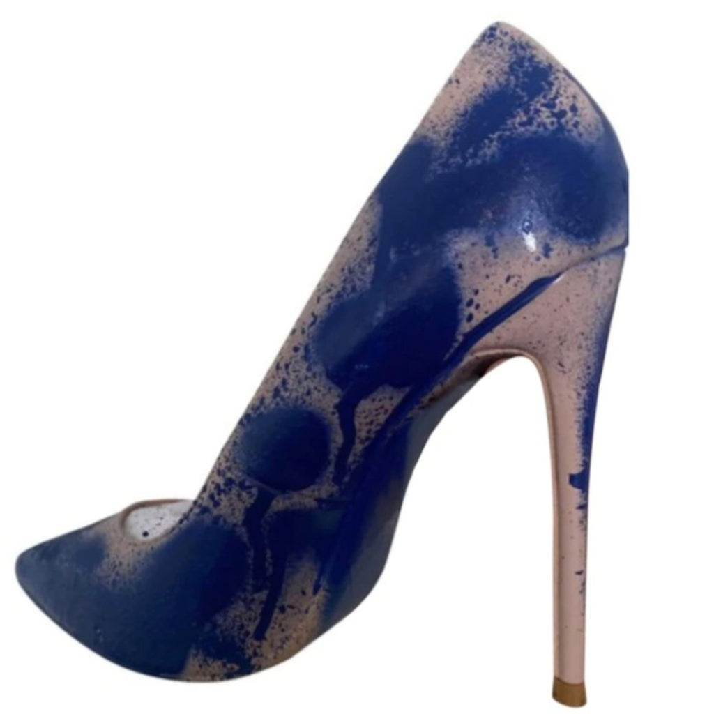 Blue Nude Art Paint High Heels