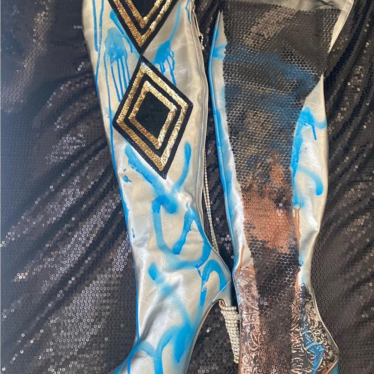 The Silver Baddie Over the Knee Boot Sz 11