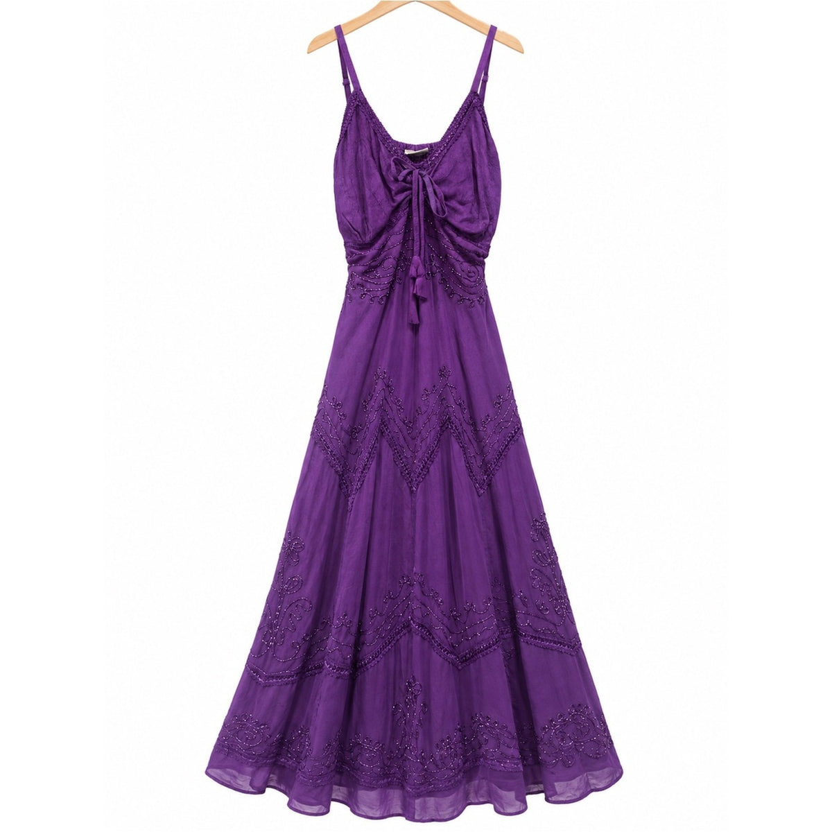 Bohemian Purple Maxi Dress with Tie Front