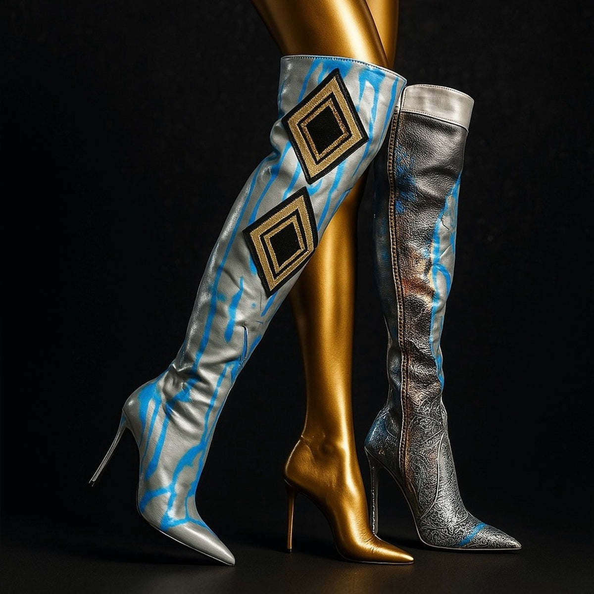 The Silver Baddie Over the Knee Boot Sz 11