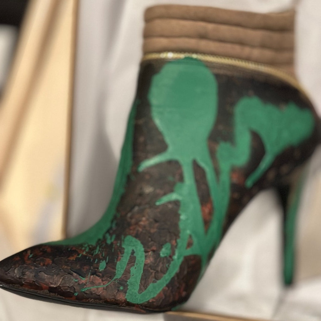 Stylish Green and Brown Women's Ankle Boots | Created bydeagarcia