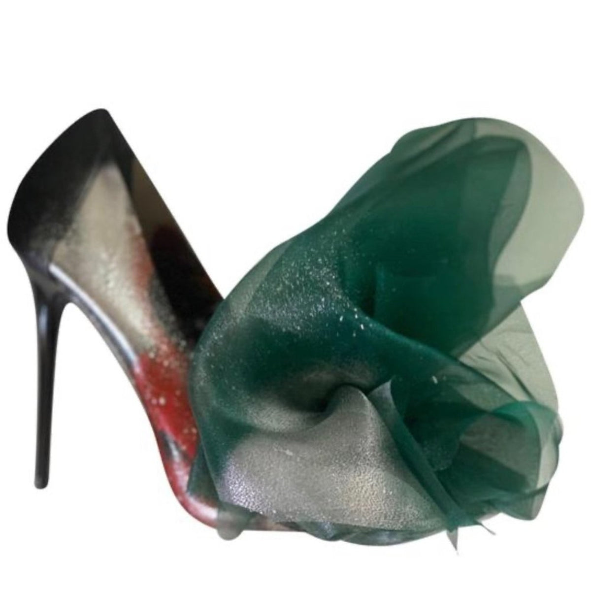Green Organza Heel Custom Made