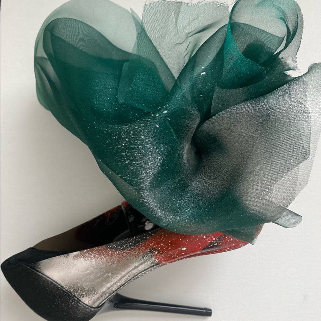 Green Organza Heel Custom Made
