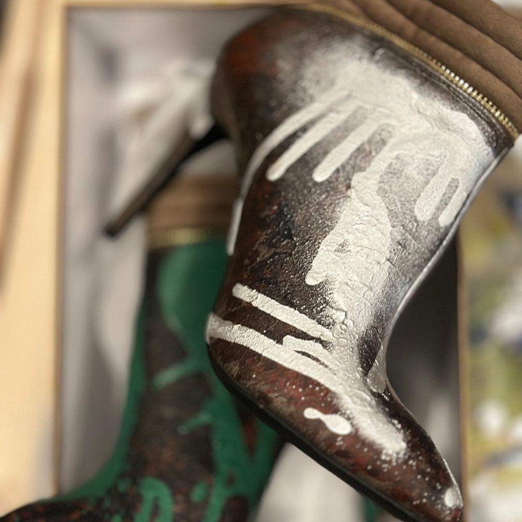 Stylish Green and Brown Women's Ankle Boots | Created bydeagarcia