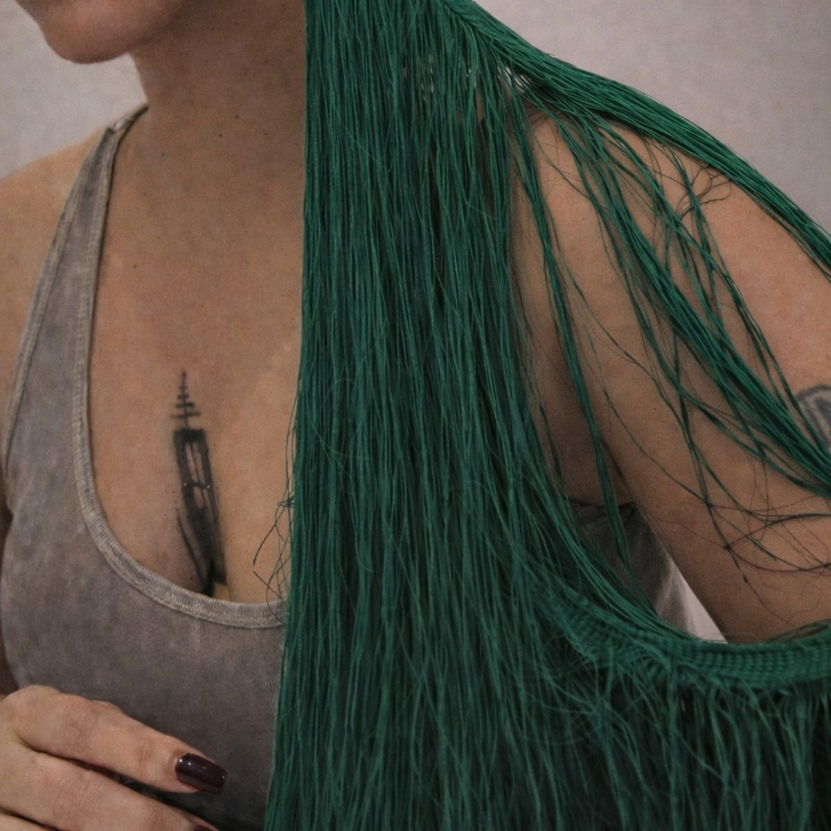 Hunter Green Fringe Tassel Handmade earrings