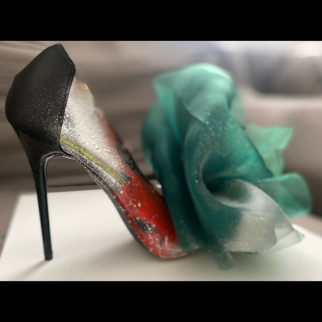 Green Organza Heel Custom Made