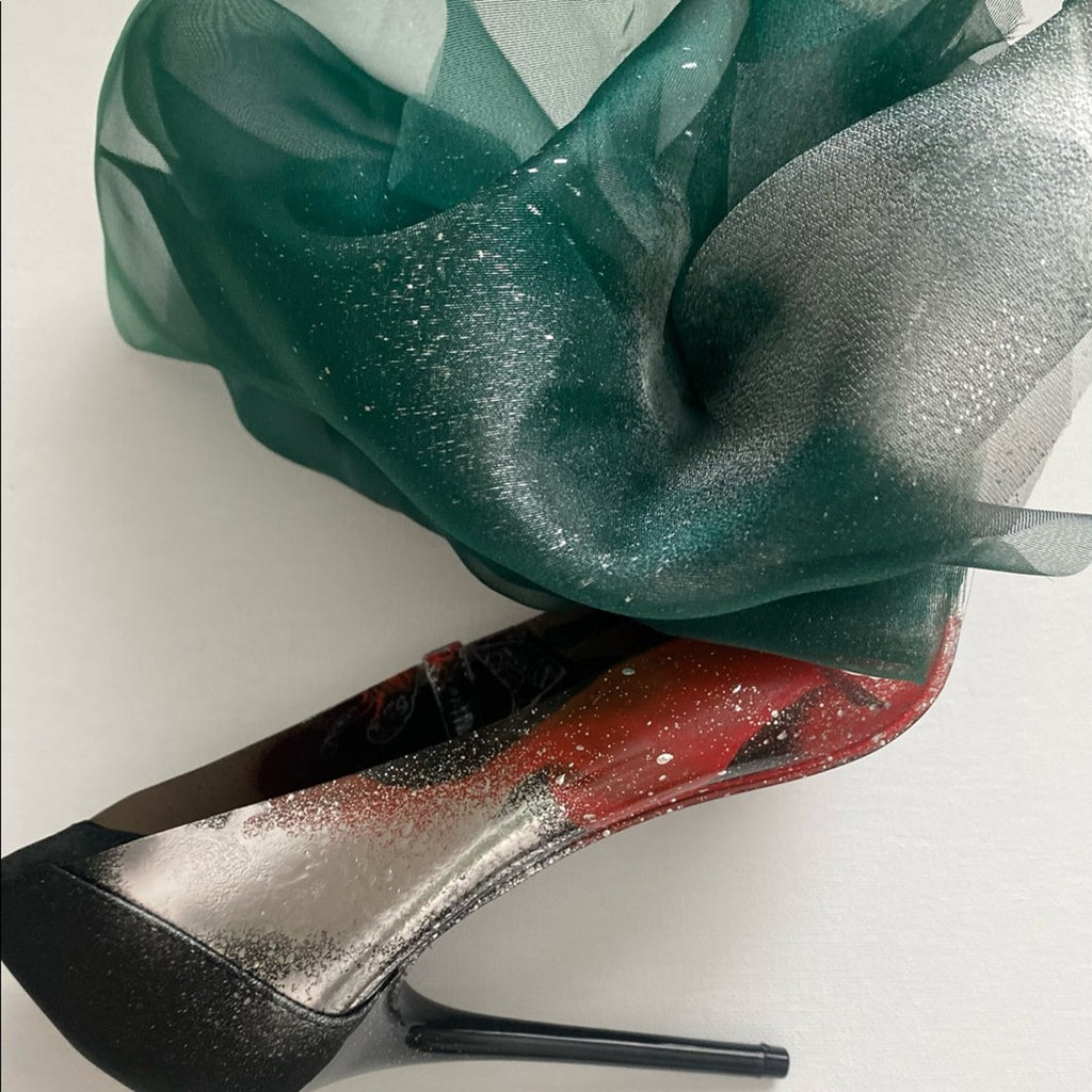 Green Organza Heel Custom Made
