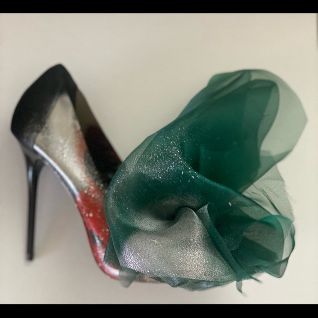 Green Organza Heel Custom Made