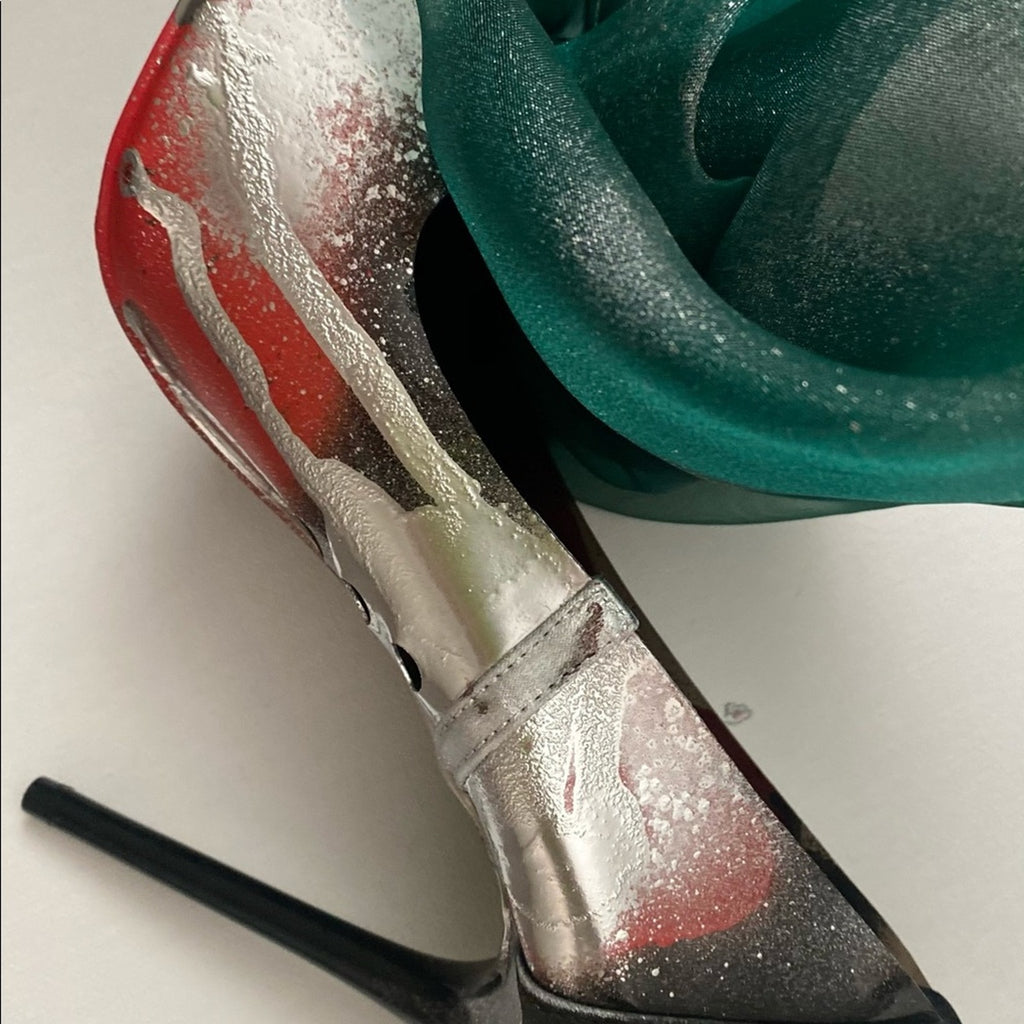 Green Organza Heel Custom Made