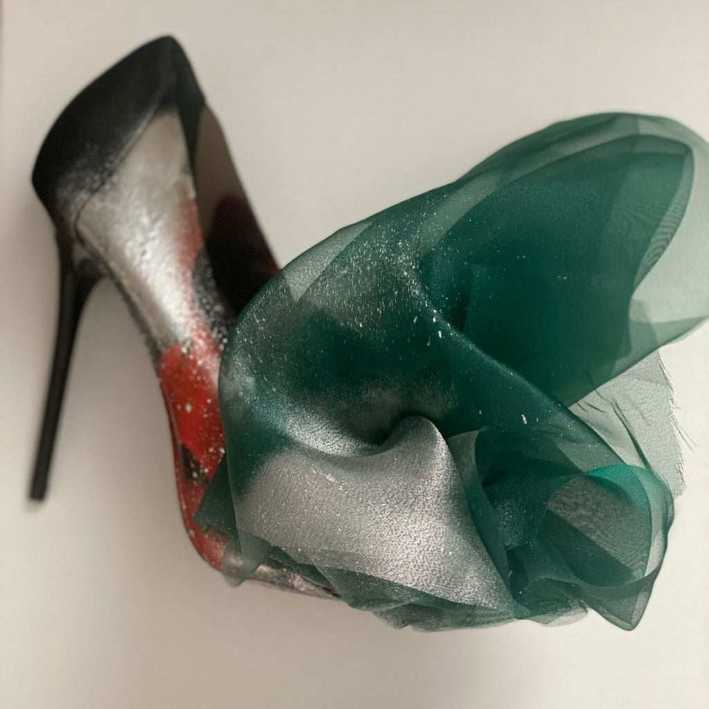 Green Organza Heel Custom Made