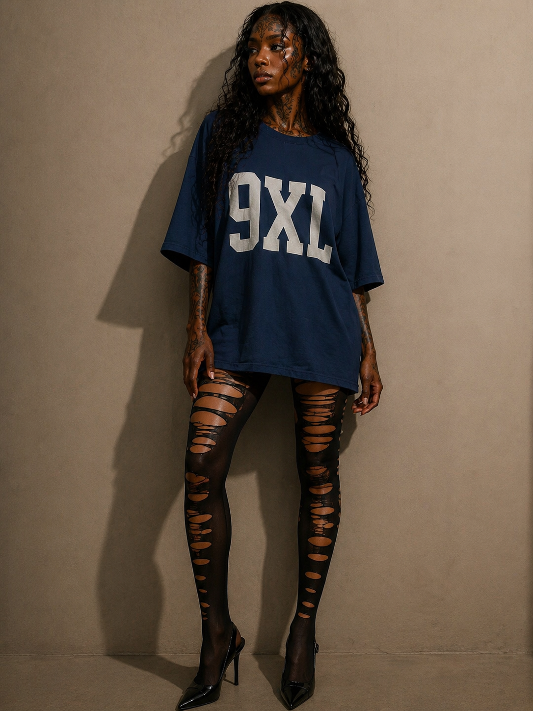 Black Slasher Hand Constructed Tights