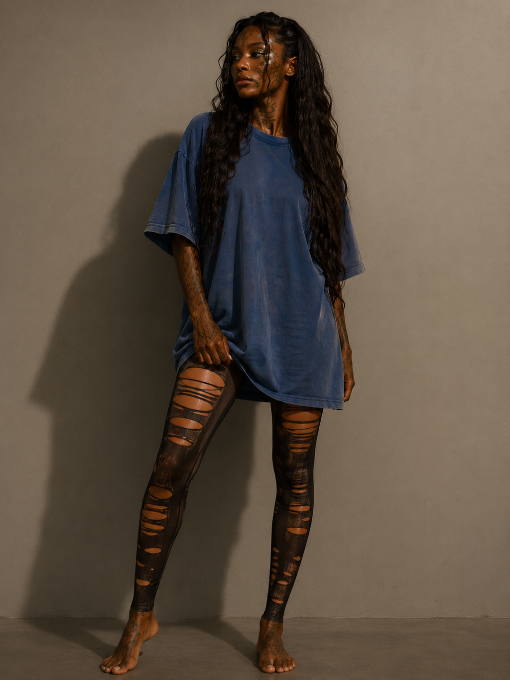 Black Slasher Hand Constructed Tights