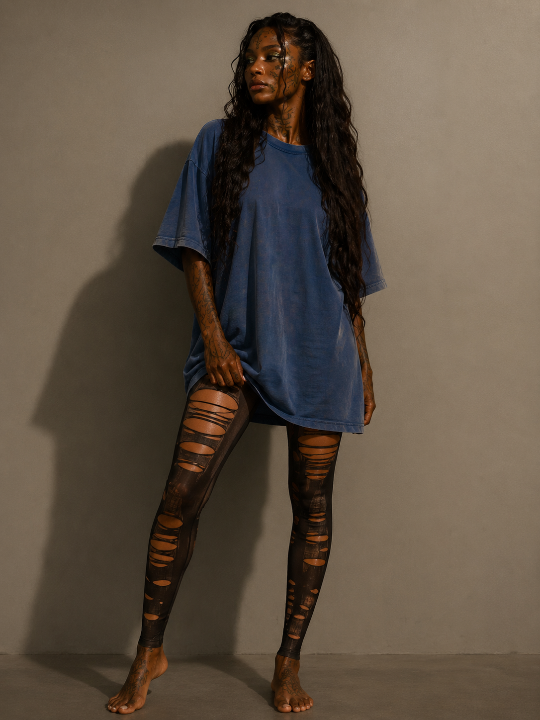 Black Slasher Hand Constructed Tights