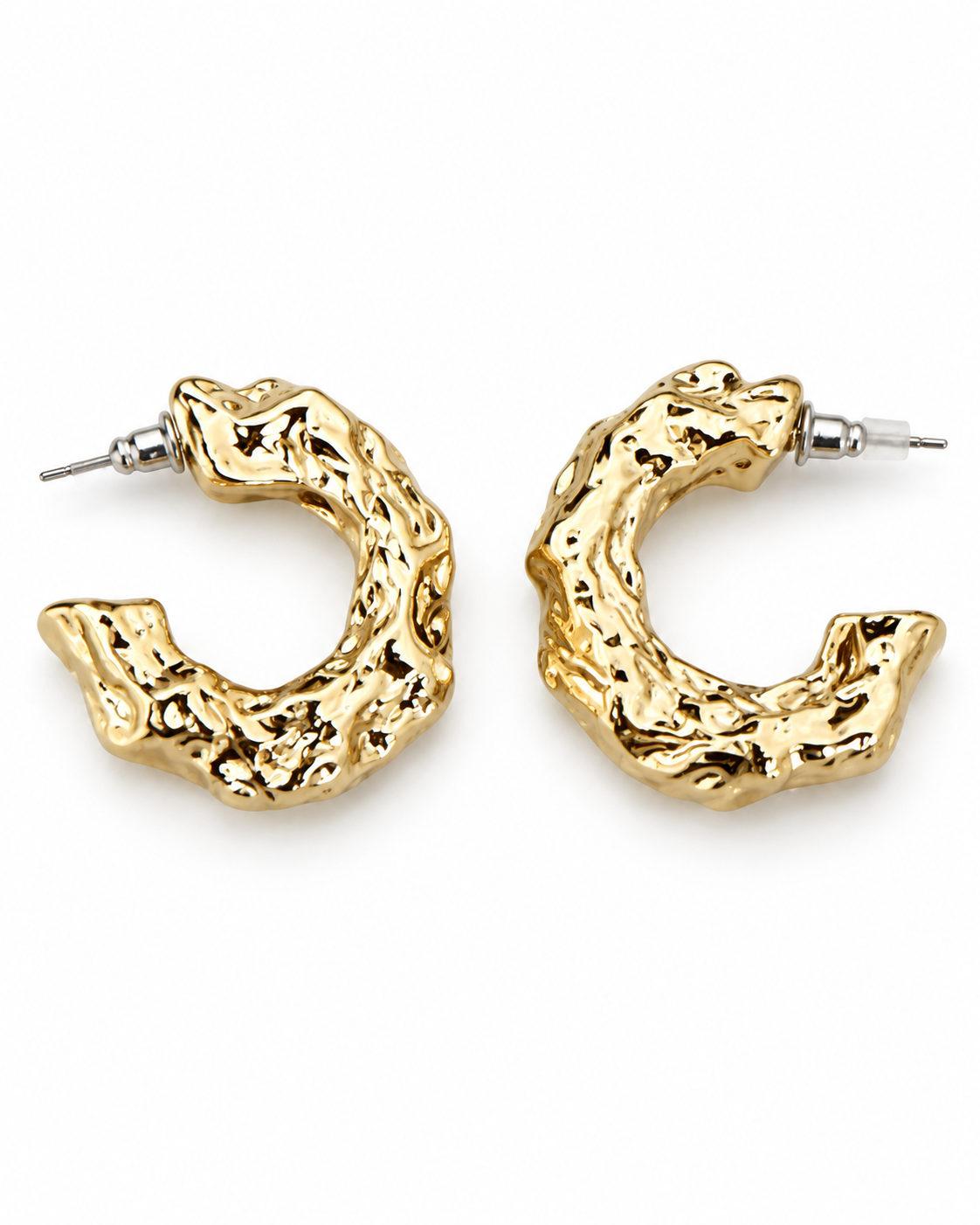 Vintage Gold sculptured plastic Sculpted Hoop Earrings - Women Jewelry
