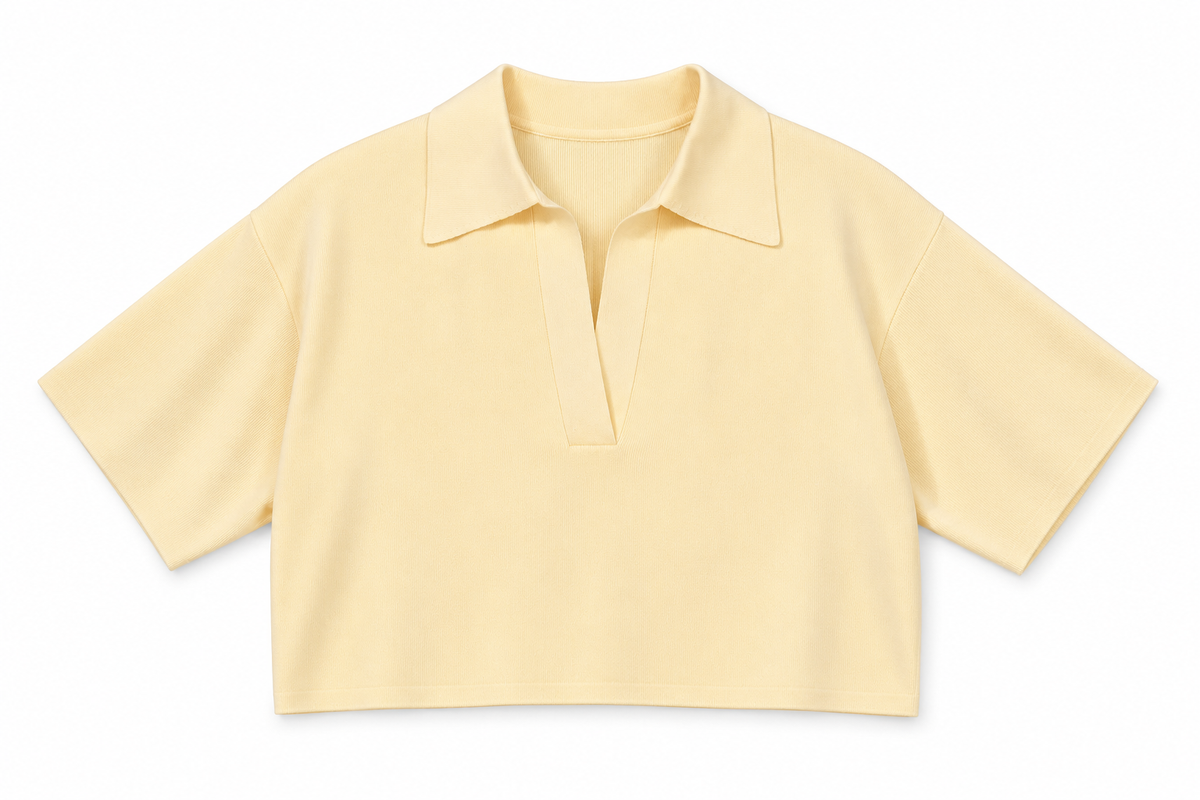 Women's Collared Knitted Pullover Top - Pale Yellow