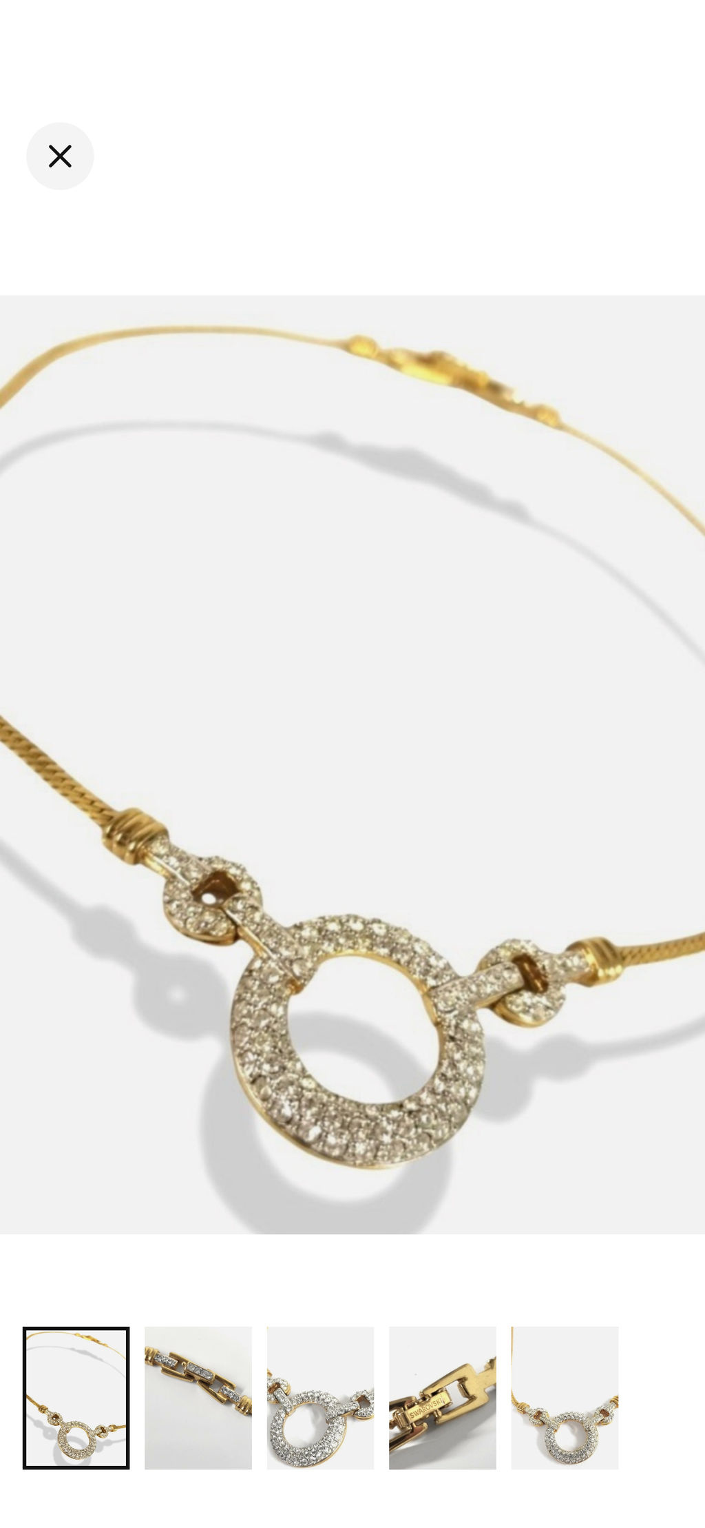 Vintage Swarovski Pave Crystal Circle Necklace on 18k Gold filled Chain