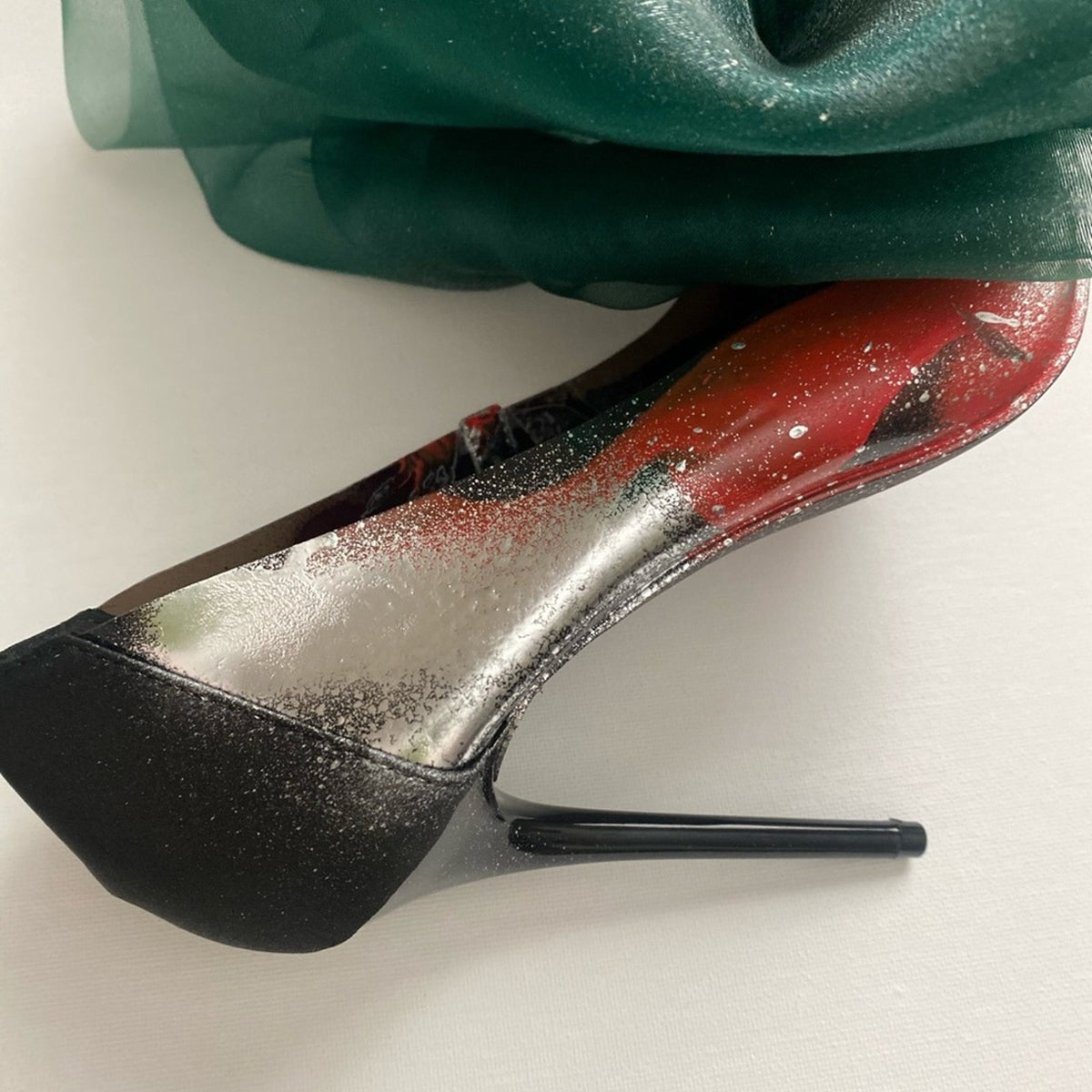 Green Organza Heel Custom Made