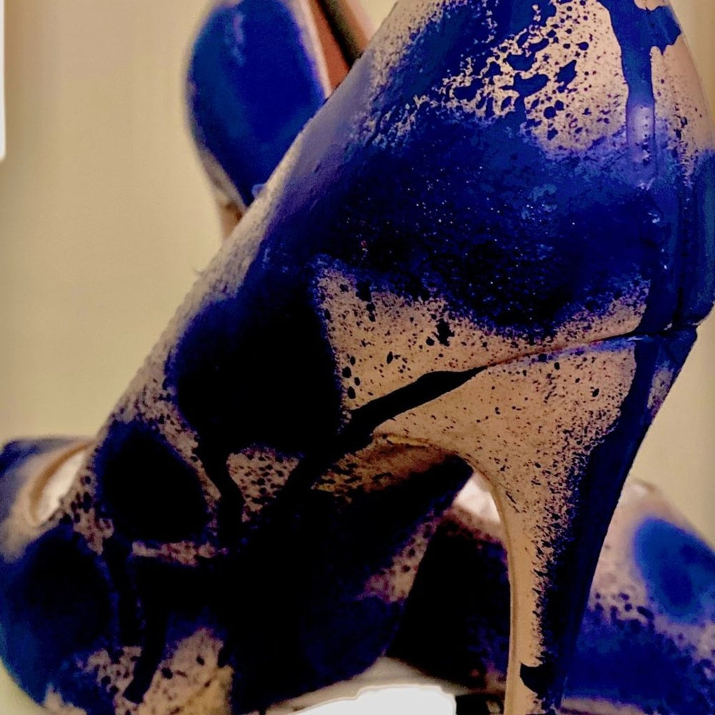 Blue Nude Art Paint High Heels