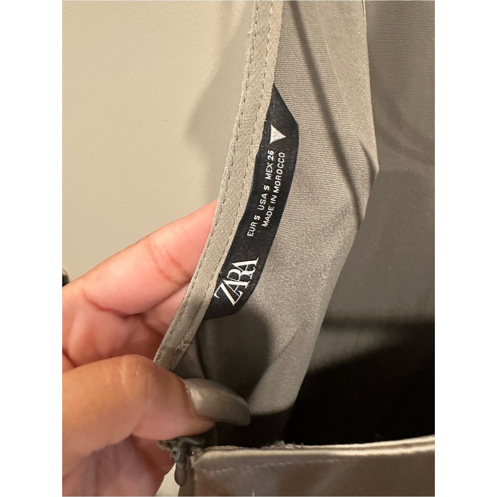 Zara Metallic Taupe Slip Midi Dress