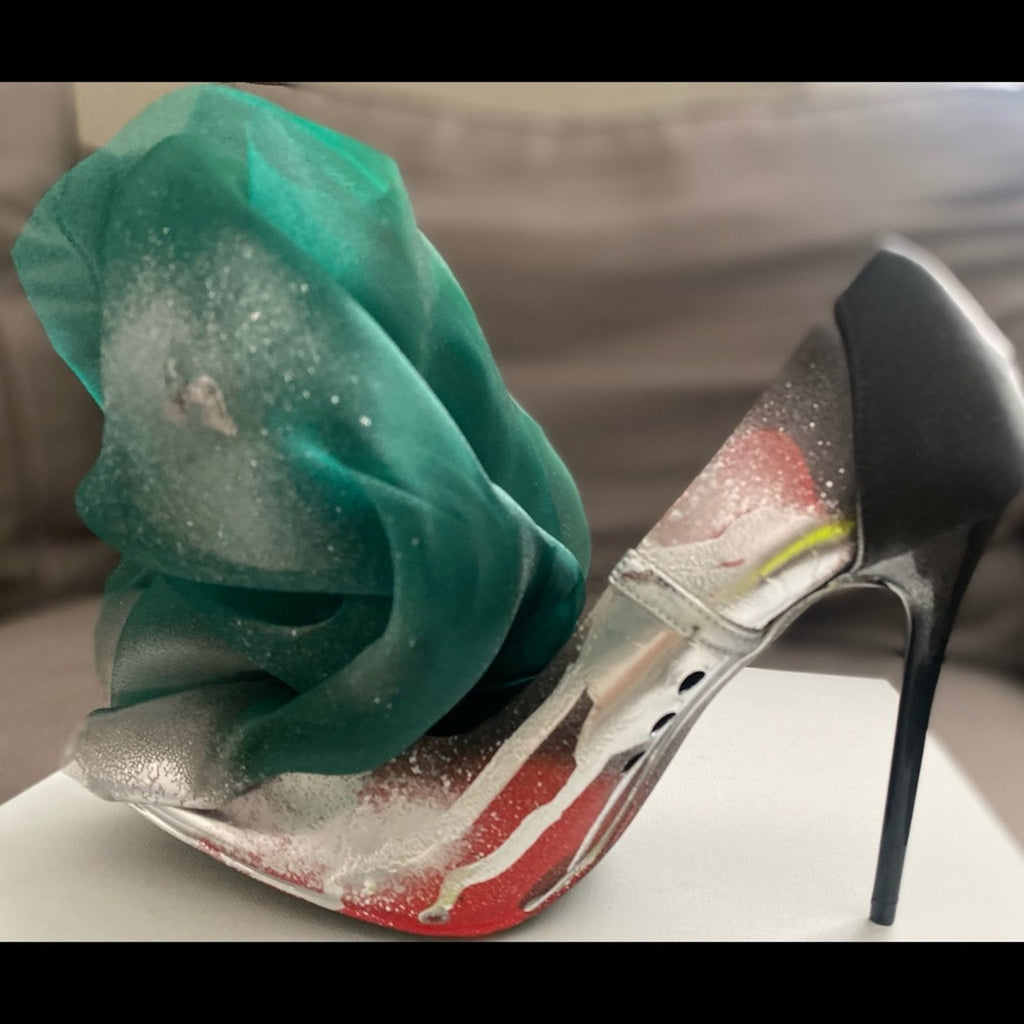 Green Organza Heel Custom Made